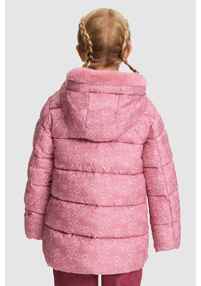 U.S. Polo Assn. Kız Çocuk Pembe Kapüşonlu Fermuarlı Çiçek Desenli Mont 50328729-vr167 Koyu Pembe