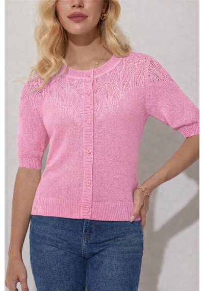 Youknitwear You Wanda %100 Pamuk Triko Hırka Kahverengi