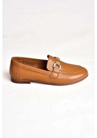 Fox Shoes S944037903 Taba Hakiki Deri Kadın Babet Taba