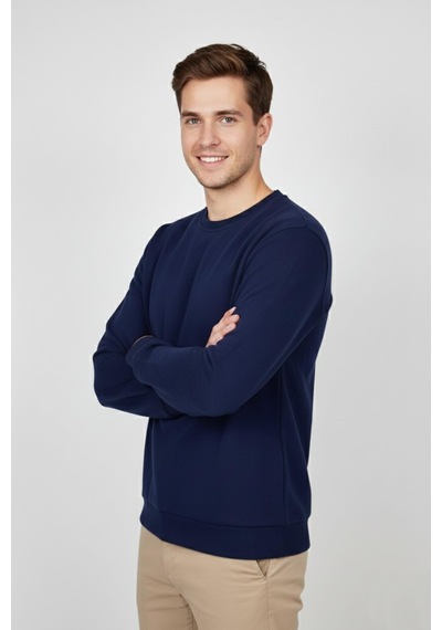 Baglan Erkek Sıfır Yaka Selanik Sweatshirt Regular Kalıp Bgl-st04870 Lacivert