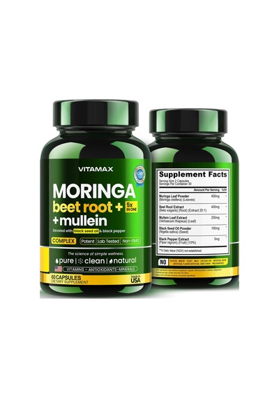 Moringa Beet Root + 5x İn One + Mullein With Black Seed Oil & Black Pepper 60 Kapsül