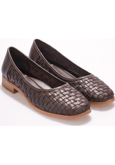 Analin Shoes Kadın Hakiki Deri Örgü Detaylı Babet Kahve Analin Shoes Kadın Hakiki Deri Örgü Detaylı Babet Kahve