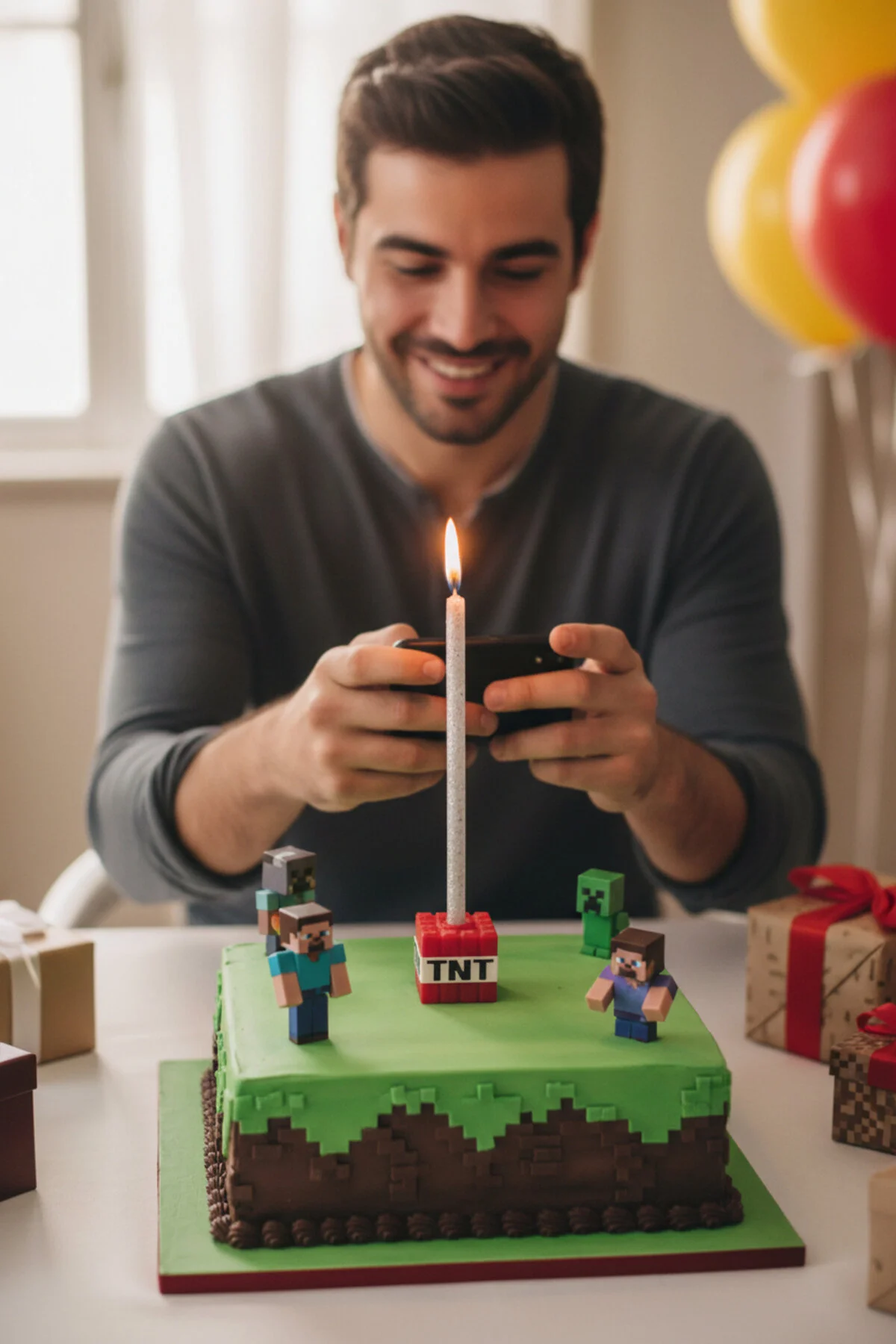 Minecraft Tnt Mumluk Seti 1 10 Adet Seçenekli Doğum Günü Pasta Mumluğu 3d Baskı Kırmızı