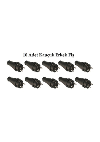 10 Adet Topraklı Kauçuk Erkek Fiş