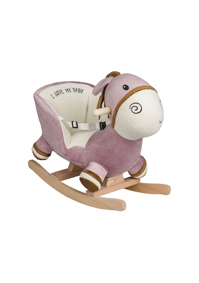 Vavbaby Sallanan At Ahşap Peluş Yumuşak - Eşek Pembe