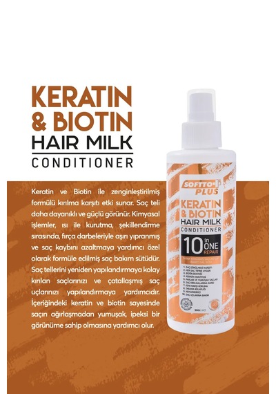Softto Plus Keratin & Biotin Extra Yıpranmış Saçlar İçin Onarıcı Saç Sütü 200 ML