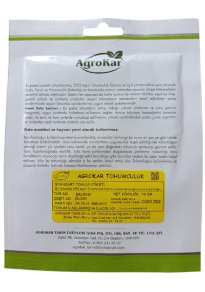 Şalgam Tohumu 10 Gr 1 Paket