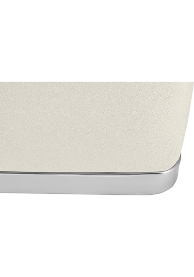 Zengo Silver Twin Line Kare Puf -beyaz Kumaş, Dekoratif Makyaj Masası Pufu-modern Style