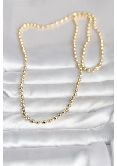 Cm 14k Gold Renk Top Zincirli Model 60 Cm Kadın Kolye - Altın