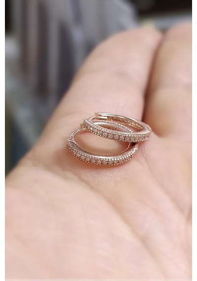 Gümüş 1,1 Cm İnce Taşlı Bayan Halka Küpe Nz523t81 Diğer