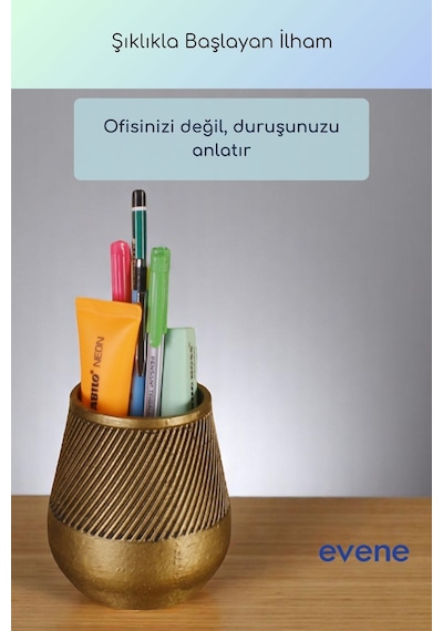 Kalemlik Masa Kalemliği Organizer Kalemlik Altın Eskitme Renk Model 89 Çok Renkli