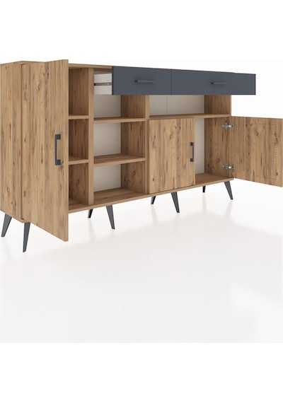 Arges Konsol 5 Raflı 2 Çekmeceli 3 Kapaklı 176x30x99 Çam-çam/antrasit Atlas Çam/antrasıt - Atlas Çam Arges Konsol 5 Raflı 2 Çekmeceli 3 Kapaklı 176x30x99 Çam-çam/antrasit Atlas Çam/antrasıt - Atlas Çam