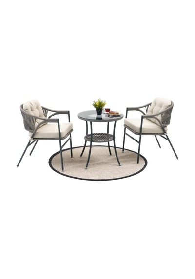 Home Damla Bahçe Bistro Masa Takımı - Antrasit - 70x70x73 Cm Diğer