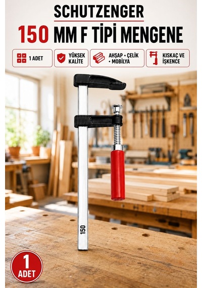 1 Adet Yüksek Kalite 150mm F Tipi Ahşap Çelik Mobilya Atölye Mengene Işkence Kıskaç 150s1