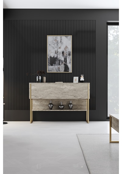 Luxe Gold Demir Ayaklı Traverten Dresuar Traverten - Gold