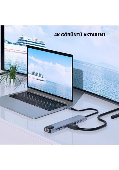 Miaxtreme 8 In 1 Usb Type-c Usb 2.0/3.0 Audio 3.5 Tf Sd Çevirici Adaptör Çok Portlu Çoklayıcı Usb Hub