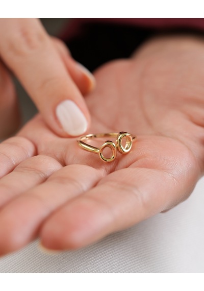 Debora Jewelry 14 Ayar Altın Çift Daire Figürlü Yüzük