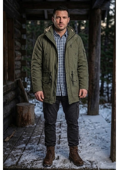 Alaska The Last Frontier Regular Fit Çıkarılabilir Kapüşonlu Su Geçirmez Oxford Kumaş Uzun Parka Kaban Açık Haki