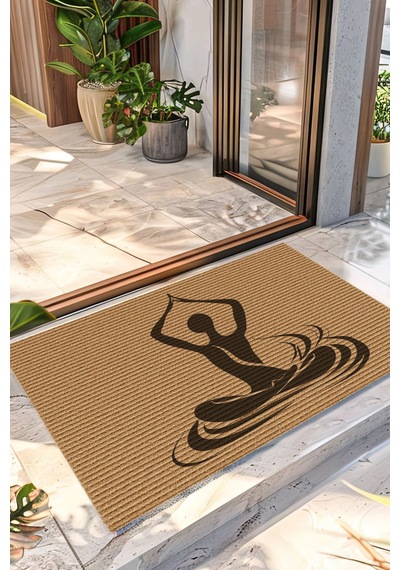 Decovetro Kapı Önü Halı Paspas Yoga Meditasyon Figür Baskılı 40 X 60 Cm Çok Renkli