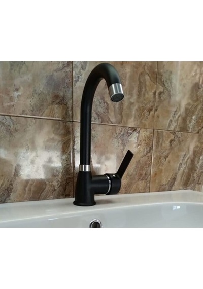 Beyazsu Mix Kısa Kuğu Lavabo Bataryası Krom - Mat Siyah Syh-103
