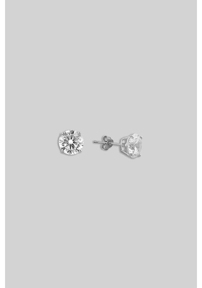 So Chic Tektaş 4 Mm 18 Ayar Beyaz Altın Kaplama Gümüş Küpe