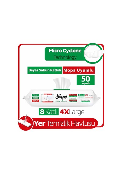 Easy Clean Beyaz Sabun Katkılı Mopa Uyumlu Yer Temizlik Havlusu&mendili 50 Yaprak Belirtilmemiş