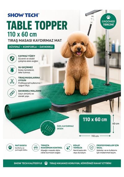 Showtech Köpek Tıraşı İçin Masa Kaydırmaz Mat - 110 X 60 Cm Yeşil
