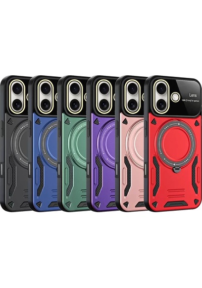 Newface Apple İphone 16 Kılıf Joy Lens Standlı Kapak - Siyah