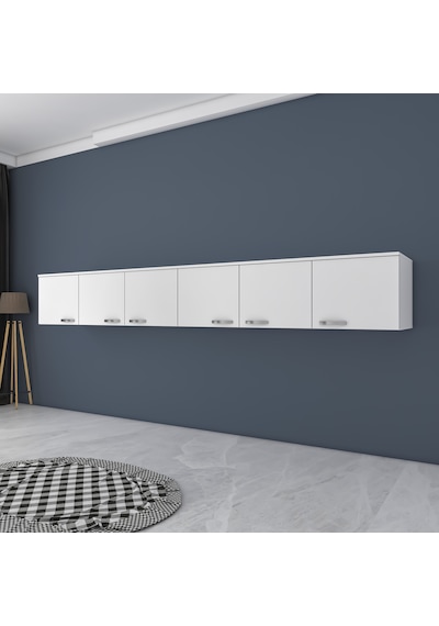 Rani Ba132 Gardırop Üst Modülü 6 Kapaklı Çok Amaçlı Dolap Beyaz