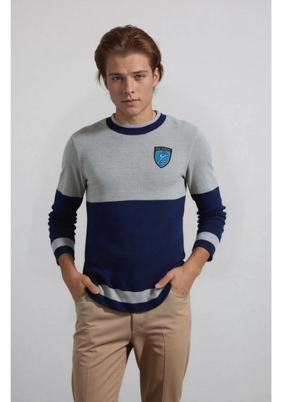 Harry Potter Ravenclaw Quidditch Sweatshirt Lisanslı Örme Kazak Mavi Gri Unisex - Xl Beden