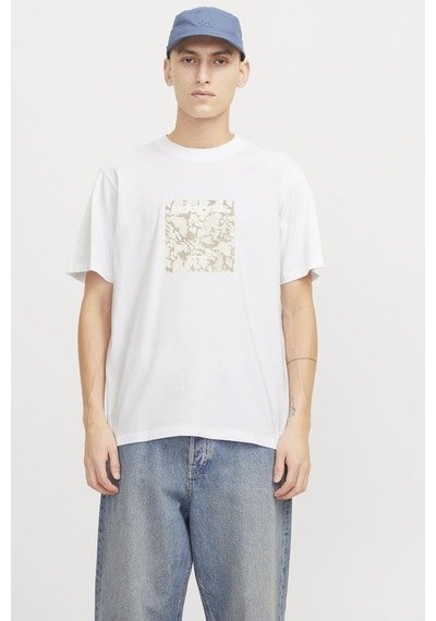 Jack & Jones Jcotarmac Camo Front Tee Ss Crew Neck Ln P.beyaz Renkli