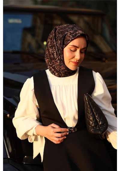 Silk Home Tivil Saf İpek 11496 - 02 Siyah Füme Çiçek Desen siyah