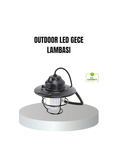 Retro Kamp Lambası Su Geçirmez Taşınabilir Gece Işığı Uzun Pil Ömürlü Siyah