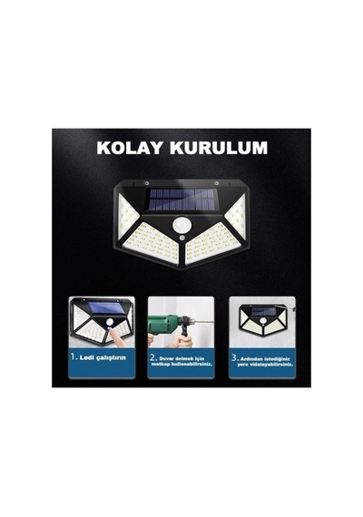 Hubrendy Emin 100 Led Dış Mekan Solar Aydınlatma Fotoselli Solar Lamba