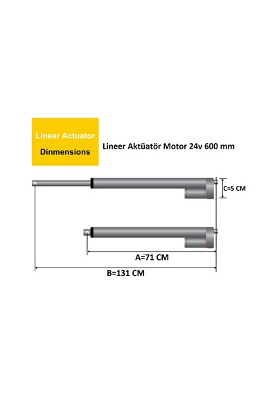 Lineer Aktüatör Motor 24v 600 Mm 600- 24 Inch