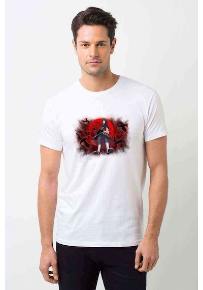 Uchiha Itachi By Bodskih Fullview Baskılı Beyaz Erkek Tshirt