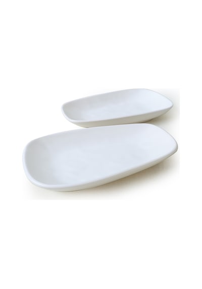 Keramika Mat Beyaz Tetra Kayık Tabak 28 Cm 2 Adet 022