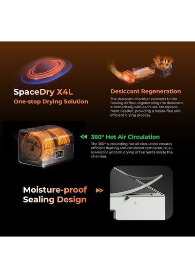 4 Makara İçin Creality Filament Kurutucu, Spacepi X4l, İki Bağımsız Isıtma Odası, 75 C'ye Kadar Sıcaklık, Lcd Dokunmatik Ekran, Pla Petg Abs Tpu Pa İçin Filament Kurutma Kutusu 4 Makara İçin Creality Filament Kurutucu, Spacepi X4l, İki Bağımsız Isıtma Odası, 75 C'ye Kadar Sıcaklık, Lcd Dokunmatik Ekran, Pla Petg Abs Tpu Pa İçin Filament Kurutma Kutusu