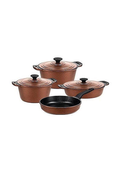 Oms Triana 7 Parça Granit Döküm Tencere Seti Bronz 3536