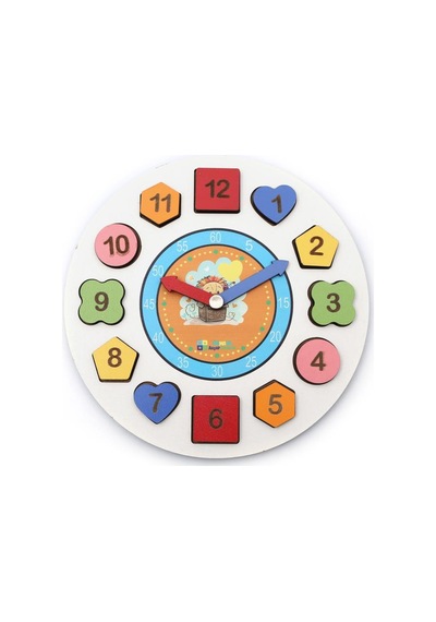 Ahşap Geometri Saat - Eğitici Saat - Ahşap Saat - Oyuncak Saat