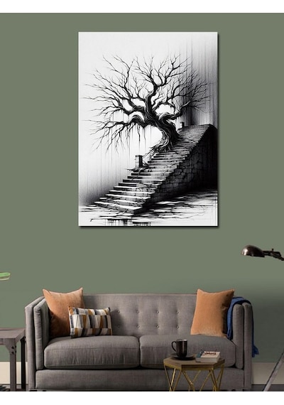 Kanvas Tablo Merdiven Ve Ağaç 50cmx70cm