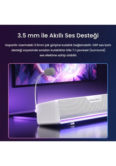 Aula Gs6 Pro 10w Rgb Bluetooth Usb Kablolu Soundbar Hoparlör Player Özellikli Speaker Siyah