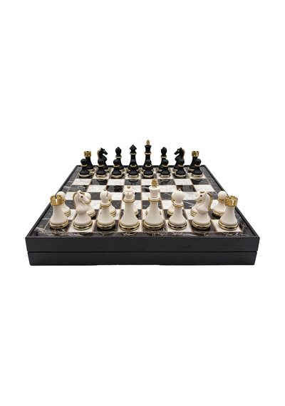 Metal - 827 - & Polyester Ahşap Satranç Takımı Siyah Beyaz Mk36p - Muratech - - Mk36p