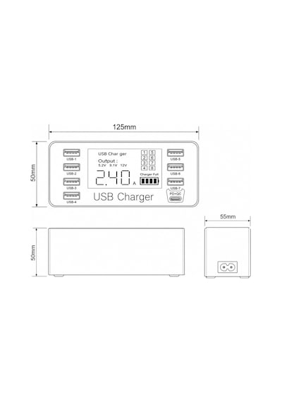 Powermaster Pm-26057 8 Portlu Lcd Ekranlı Akıllı Usb Ve Type-c Pd Şarj İstasyonu Diğer