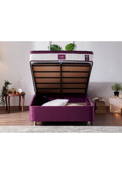 Nironyatak Niron Violet Baza Ve Başlık Seti 120X200 Cm Tek Kişilik Sandıklı