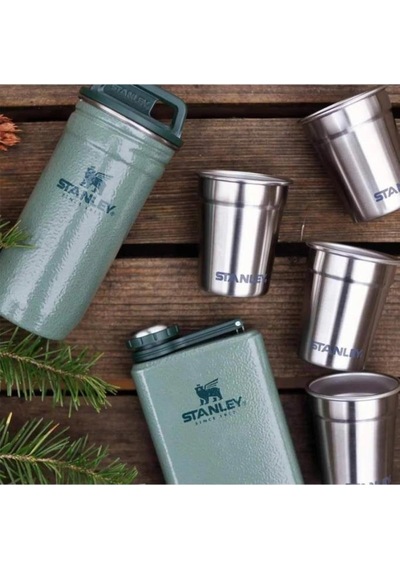 Stanley Adventure Çelik Shot Gri Bardak ve Yeşil Matara Seti