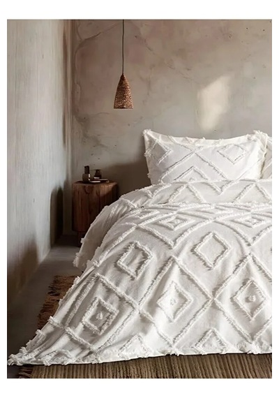 Iskandinav Ekru Tek Kişilik Yatak Örtüsü 180 X 235 Cm Ve 1 Adet Yastık