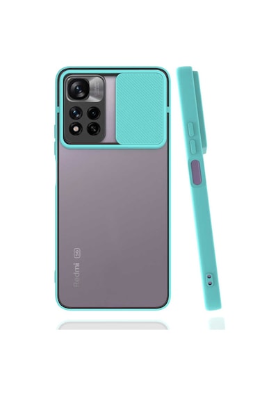 Noktaks - Redmi Note 11 Pro Plus 5g Uyumlu - Kılıf Slayt Sürgülü Arkası Buzlu Lensi Kapak - Turkuaz Turkuaz