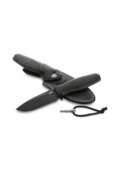 Lionsteel Acha Black Burlap Black Blade Mikarta Kamp Bıçak Siyah