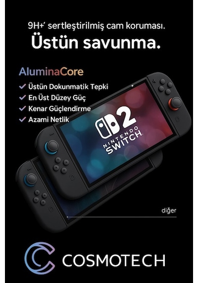 Nintendo Switch 2 Uyumlu 7'' 7.9'' 9h Temperli Cam Kırılmaz Ekran Koruyucu, Hd Clear, Toz Önleyici, Kabarcık Önleyici, 9h Hardne